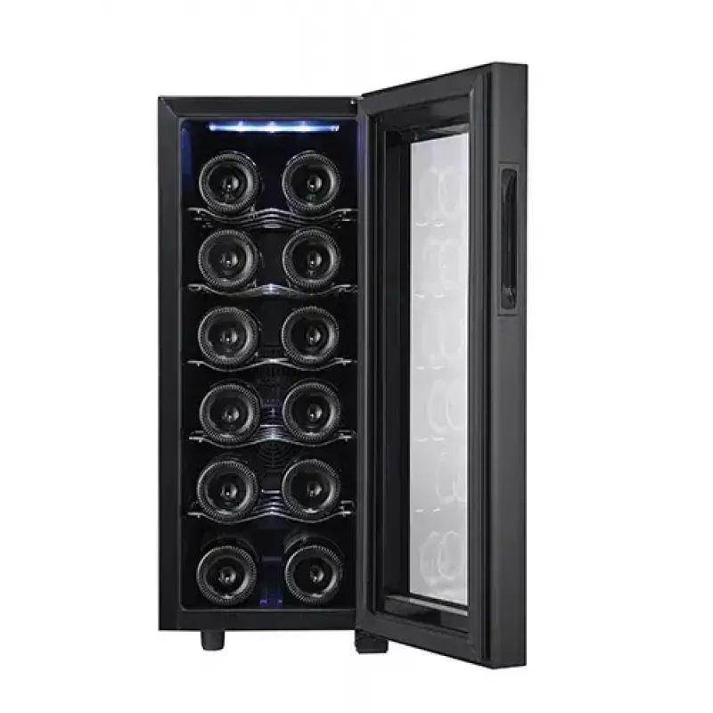 Termoelektriskais vīna dzesētājs Adler AD 8083 — 12 pudelēm, brīvstāvošs, melns, 33 L, 12–18 °C