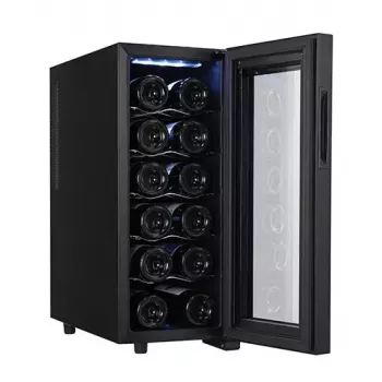 Termoelektriskais vīna dzesētājs Adler AD 8083 — 12 pudelēm, brīvstāvošs, melns, 33 L, 12–18 °C