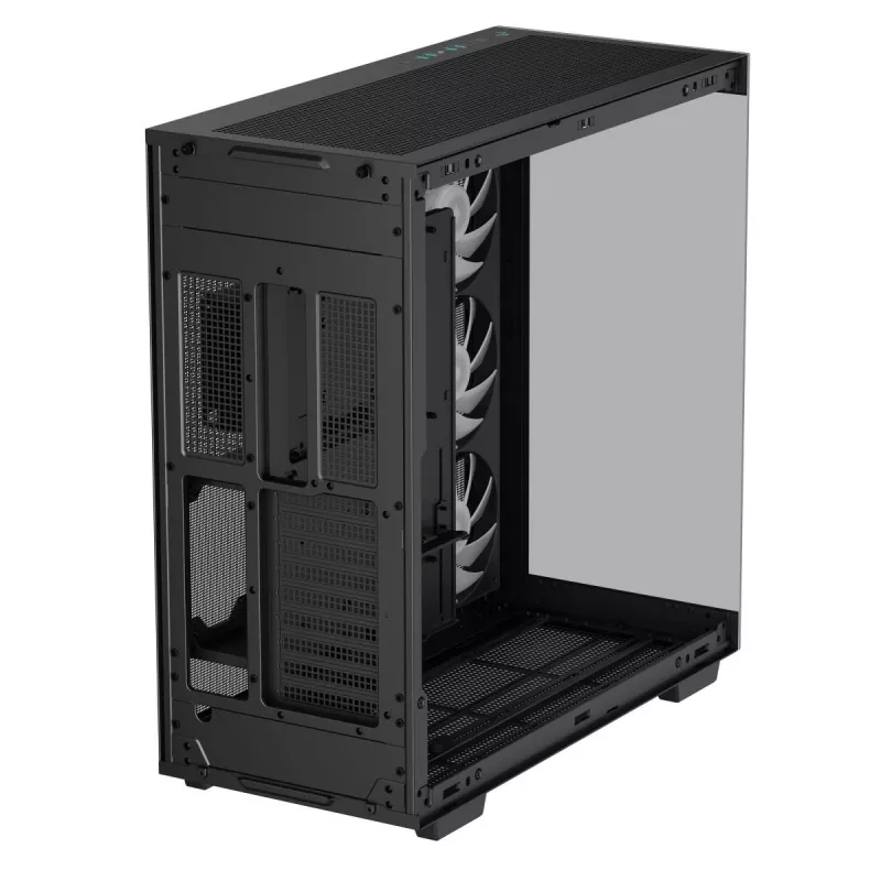 DeepCool CH780 Full Tower korpuss spēļu datoram, E-ATX, rūdīta stikla sānu panelis ar logu, bez barošanas avota, melns