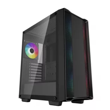 PC korpuss DeepCool CC560 ARGB V2 Midi Tower Melns — ATX/Micro-ATX/Mini-ITX, rūdīts stikls, aRGB, atbalsta līdz 370 mm GPU