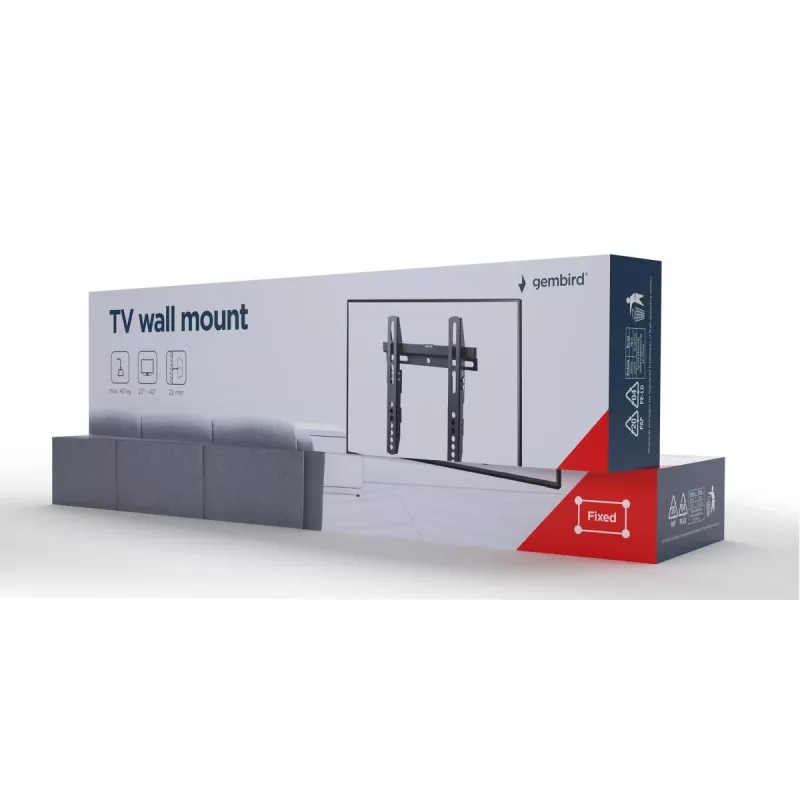 TV stiprinājums Gembird WM-42F-02 Melns 40 kg 23-42 collas