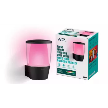 WiZ sienas lampa ELPAS, viedā sienas lampa, Wi-Fi/Bluetooth, Melna, LED