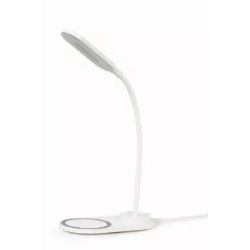 GEMBIRD galda lampa ar bezvadu lādētāju, balta