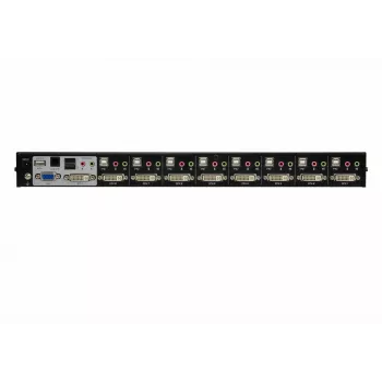 ATEN CS1768 8-Portu USB DVI KVM Slēdzis ar Audio, 2048 x 1536 pikseļi, QXGA, 4.53 W, Melns
