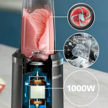 Galda blenderis Philips 5000 sērija HR2766/00 — 1000 W, 0.7 L trauks, 0.3 L smalcinātājs, Melns/Nerūsējošais tērauds