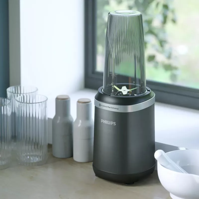 Galda blenderis Philips 5000 sērija HR2766/00 — 1000 W, 0.7 L trauks, 0.3 L smalcinātājs, Melns/Nerūsējošais tērauds