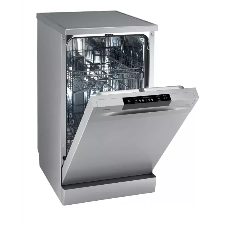 Brīvi stāvoša trauku mazgājamā mašīna Gorenje GS520E15S, šaurā 45 cm, 9 komplekti, 47 dB, pelēka