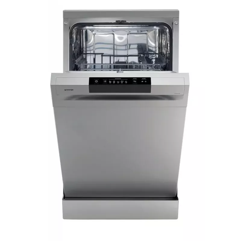 Brīvi stāvoša trauku mazgājamā mašīna Gorenje GS520E15S, šaurā 45 cm, 9 komplekti, 47 dB, pelēka