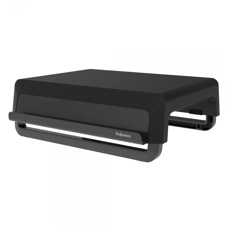 Fellowes Breyta Monitoru Statīvs ar 3 Augstuma Regulējumiem - Ergonomisks Pacēlājs ar Kabeļu Vadību, Maks. Svars 15 kg, Melns
