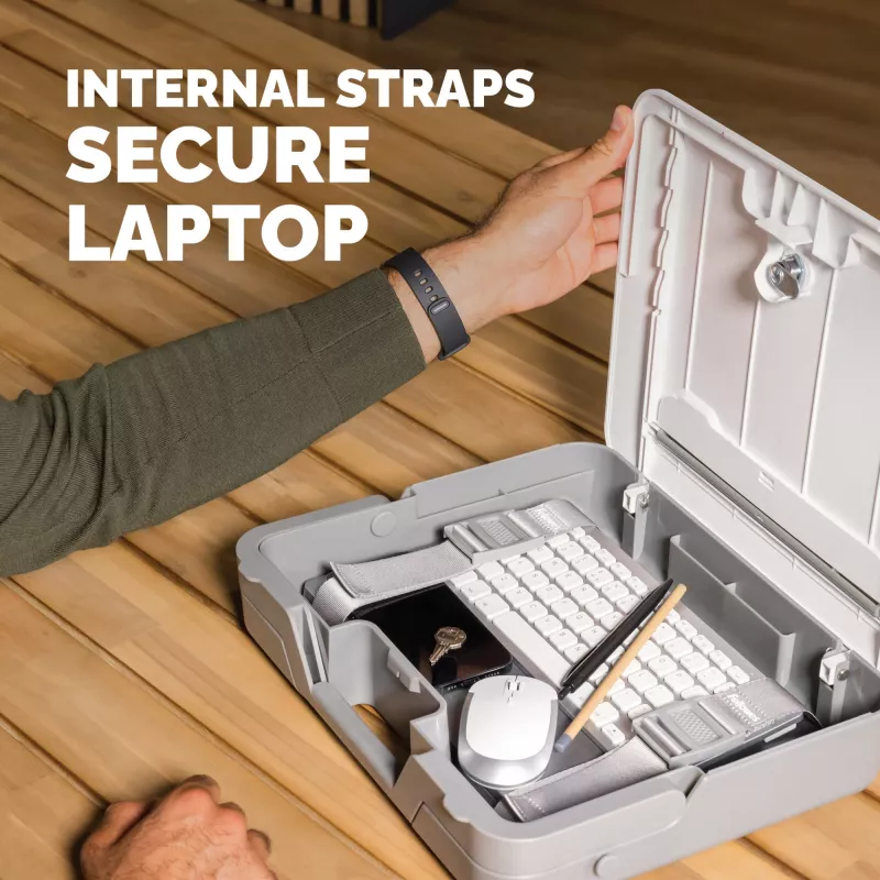 Fellowes Breyta aizslēdzama portatīvā datora soma ar iebūvētu statīvu, balta, līdz 14 collu/4 kg