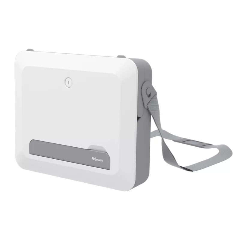 Fellowes Breyta aizslēdzama portatīvā datora soma ar iebūvētu statīvu, balta, līdz 14 collu/4 kg