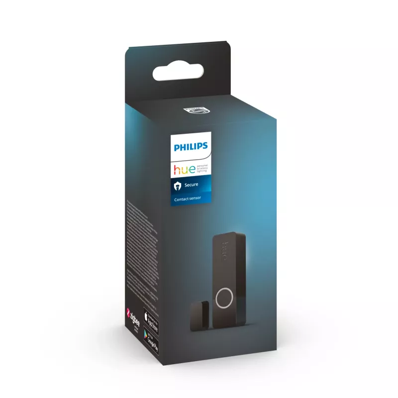 Philips Secure kontaktsensors, bezvadu, ZigBee, Melns, Durvīm/Logiem, Līmlente/Skrūve, III