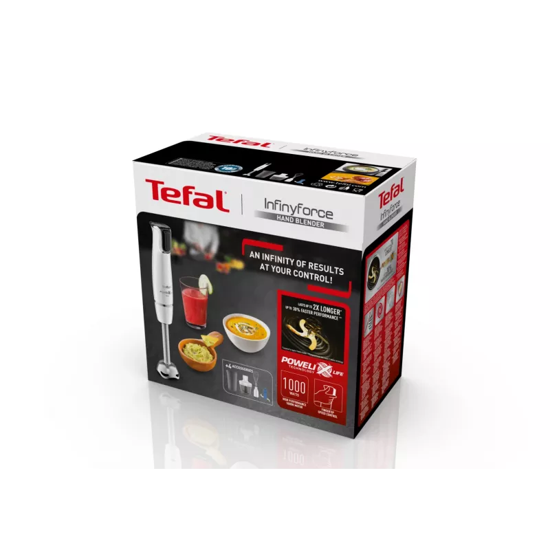 Tefal InfinyForce HB9441 0.8 L iegremdējamais blenderis 1000 W Balts