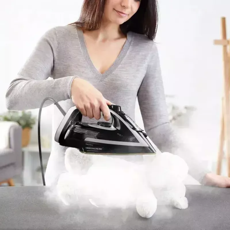 Gludeklis Tefal Puregliss FV8062E0 Sausā un tvaika gludeklis Durilium AirGlide Autoclean zole 3000 W Melns, Pelēks