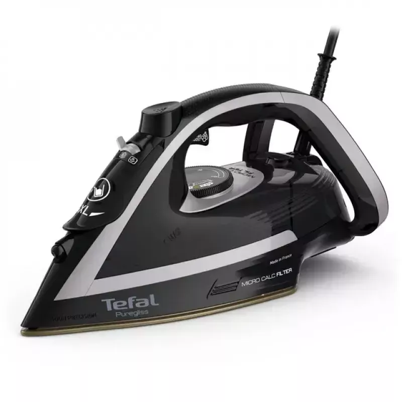 Gludeklis Tefal Puregliss FV8062E0 Sausā un tvaika gludeklis Durilium AirGlide Autoclean zole 3000 W Melns, Pelēks