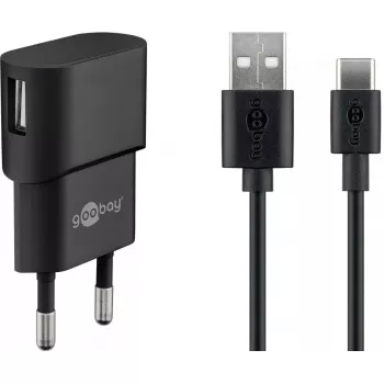 GOOBAY 45298 – iekštelpu lādētājs universāls USB 5V 1m, AC 100–240V, 5 W, melns