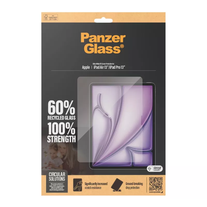 PanzerGlass® ekrāna aizsargs iPad Air 13'' (2024-2026) | iPad Pro 13'' (2024-2025) | Ultra-Wide Fit