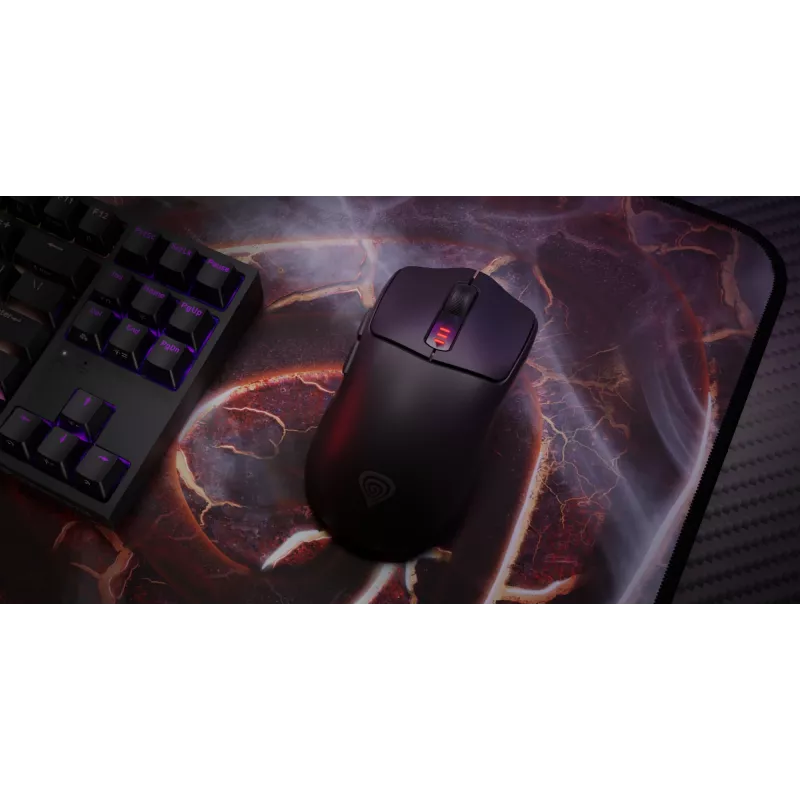 Pele GENESIS Zircon 500 Gaming, Bezvadu RF + Bluetooth + USB-C, Optiskā, 10000 DPI