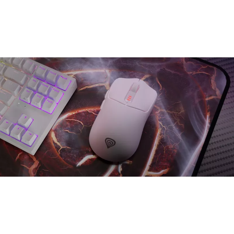 Pele GENESIS Zircon 500 Gaming, Bezvadu RF + Bluetooth + USB-C, Optiskā, 10000 DPI