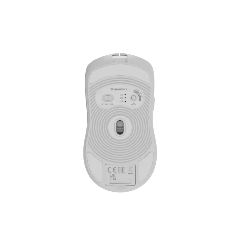 Pele GENESIS Zircon 500 Gaming, Bezvadu RF + Bluetooth + USB-C, Optiskā, 10000 DPI