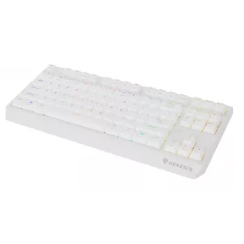 Bezvadu spēļu tastatūra GENESIS Thor 230 TKL — USB, RF bezvadu, Bluetooth, QWERTY, balta