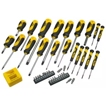 Manuālo skrūvgriežu komplekts STANLEY STHT0-62113 ar Phillips, Robertson un Torx uzgaļiem, magnētiskiem galiem, ergonomiskiem rokturiem