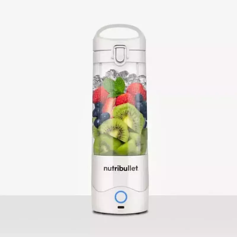 Sporta blenderis NUTRIBULLET Portable 0,475 L Balts ar Tritan trauku un nerūsējošā tērauda asmeņiem, akumulatora darbināms