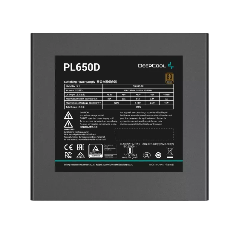 DEEPCOOL PL650D Barošanas bloks 650 W 20+4 Pin ATX - Melns
