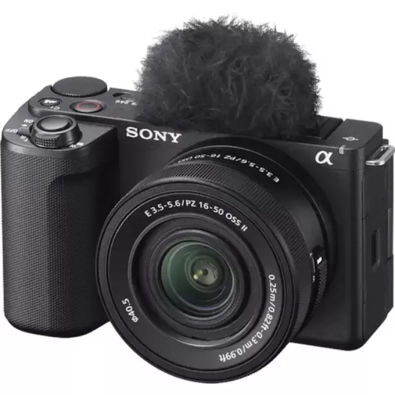 Sony ZV-E10 II (ZVE10M2KB) bezspoguļa vlogera kamera ar 16-50mm f/3.5-5.6 objektīvu, 26 MP APS-C Exmor R CMOS, 4K 3840x2160, 3 collu atliecams skārienekrāns, Wi-Fi, melnā krāsā