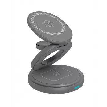 ICY BOX IB-SH101-CH 3-in-1 bezvadu lādētājs austiņām, viedtālrunim un viedpulkstenim, antracīts/pelēks