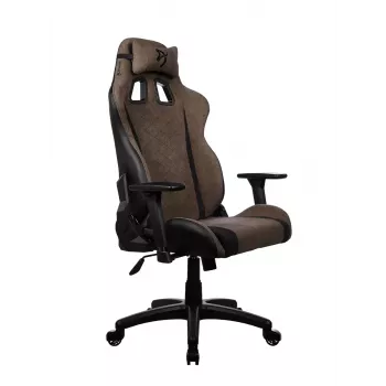 Spēļu krēsls Arozzi Avanti SoftFabric Brown — auduma polsterējums, ergonomisks dizains, regulējams augstums un atzveltnes slīpums