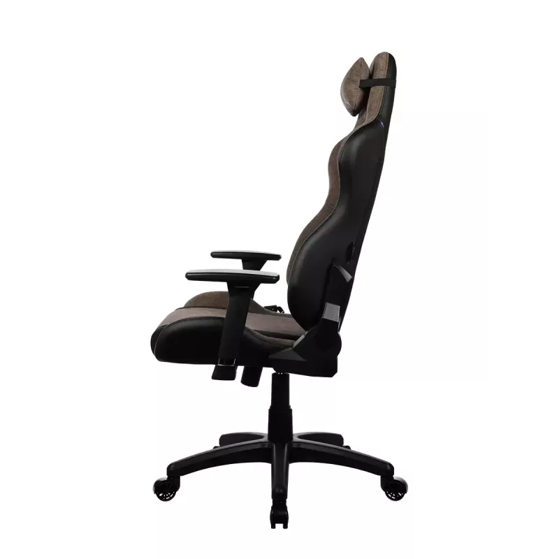 Spēļu krēsls Arozzi Avanti SoftFabric Brown — auduma polsterējums, ergonomisks dizains, regulējams augstums un atzveltnes slīpums