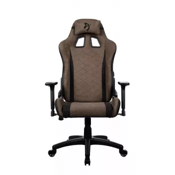 Spēļu krēsls Arozzi Avanti SoftFabric Brown — auduma polsterējums, ergonomisks dizains, regulējams augstums un atzveltnes slīpums