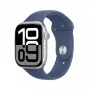 Viedpulkstenis Apple Watch Series 10 GPS 46mm sudraba alumīnija korpuss ar džinsa sporta siksniņu M/L