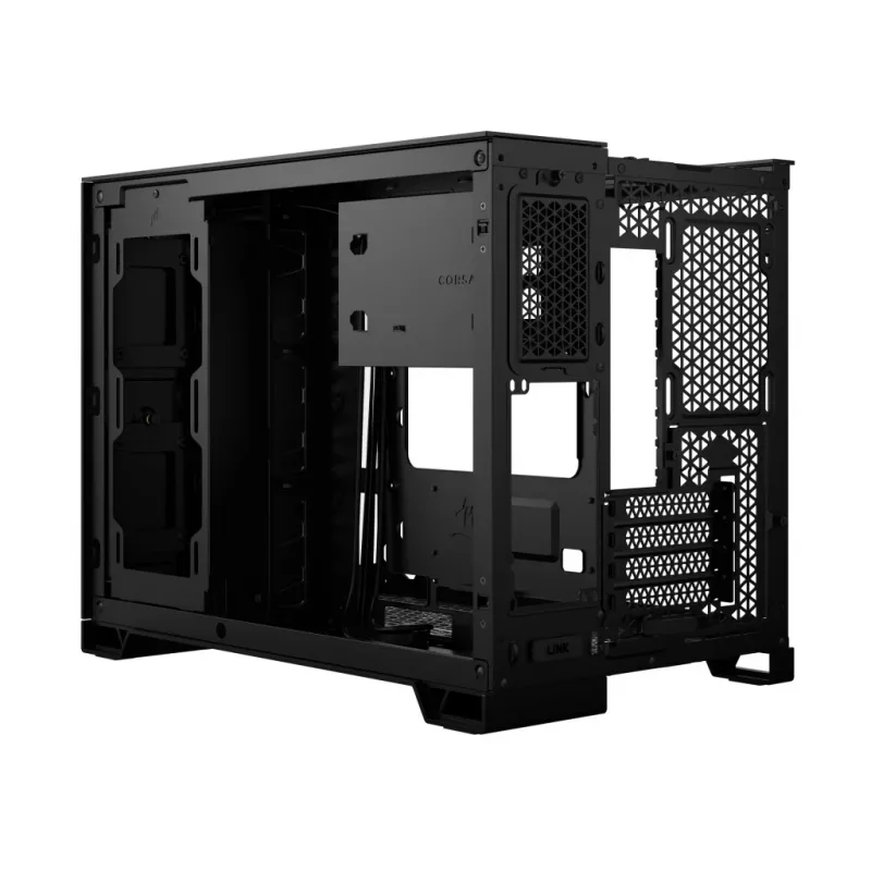 PC korpuss CORSAIR 2500D AIRFLOW Midi Tower Melns — ATX/Micro ATX, priekšējais 280 mm radiators, USB-A x2, USB-C x1