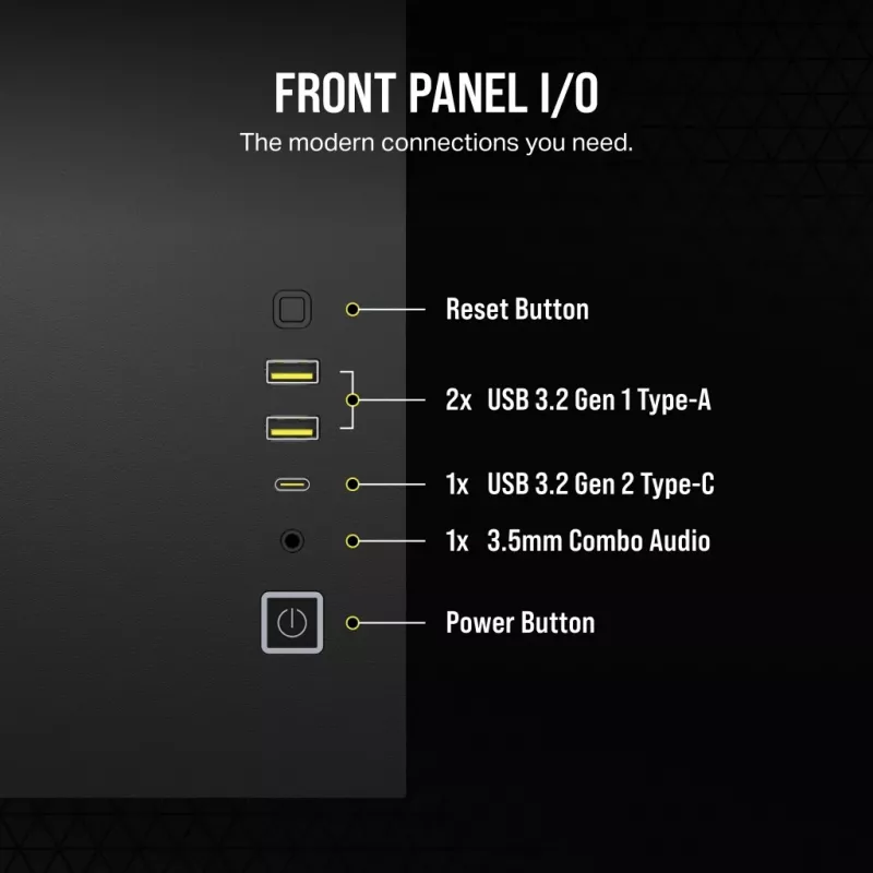 PC korpuss CORSAIR 2500D AIRFLOW Midi Tower Melns — ATX/Micro ATX, priekšējais 280 mm radiators, USB-A x2, USB-C x1