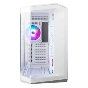 PC korpuss MSI MAG PANO 100R PZ Midi Tower Balts — ATX, 380 mm GPU, 166 mm CPU dzesētājs, 8 paplašināšanas sloti, 3×2.5 collu + 2×3.5 collu, USB-A×2, USB-C×1