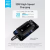 Anker Zolo 10000mAh portatīvais akumulators, 30W ātrā uzlāde, integrēts USB-C kabelis, melns