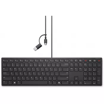 Datora tastatūra DELL KB525C Office USB QWERTY US International Melna