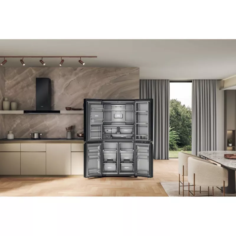 Whirlpool WQ9I FO2BX EF sānu-pie-sānu ledusskapis Brīvstāvošs 592 L Melns
