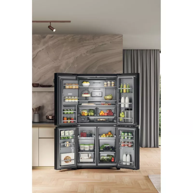 Whirlpool WQ9I FO2BX EF sānu-pie-sānu ledusskapis Brīvstāvošs 592 L Melns
