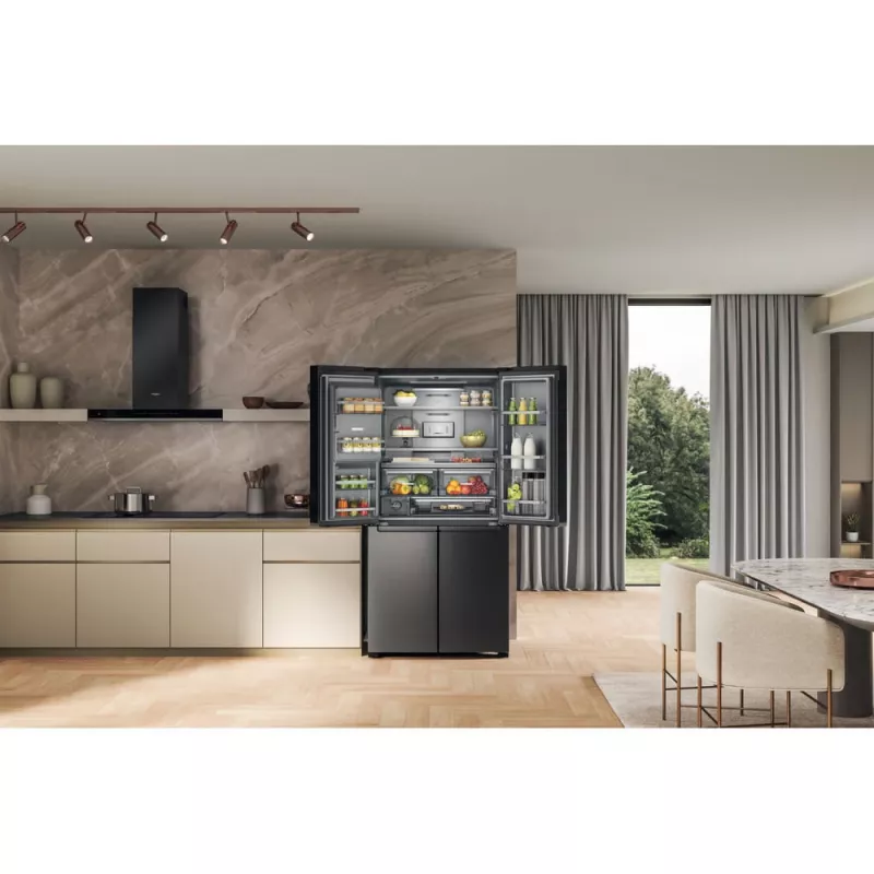 Whirlpool WQ9I FO2BX EF sānu-pie-sānu ledusskapis Brīvstāvošs 592 L Melns