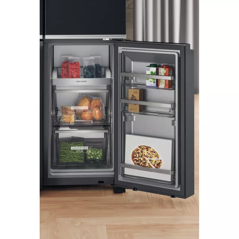 Whirlpool WQ9I FO2BX EF sānu-pie-sānu ledusskapis Brīvstāvošs 592 L Melns