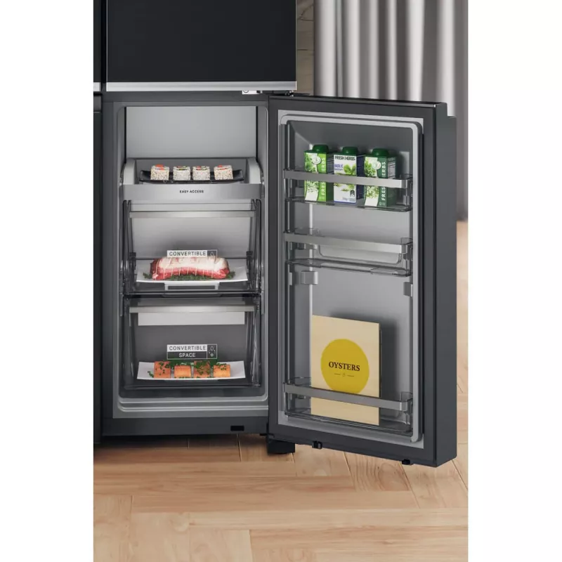 Whirlpool WQ9I FO2BX EF sānu-pie-sānu ledusskapis Brīvstāvošs 592 L Melns