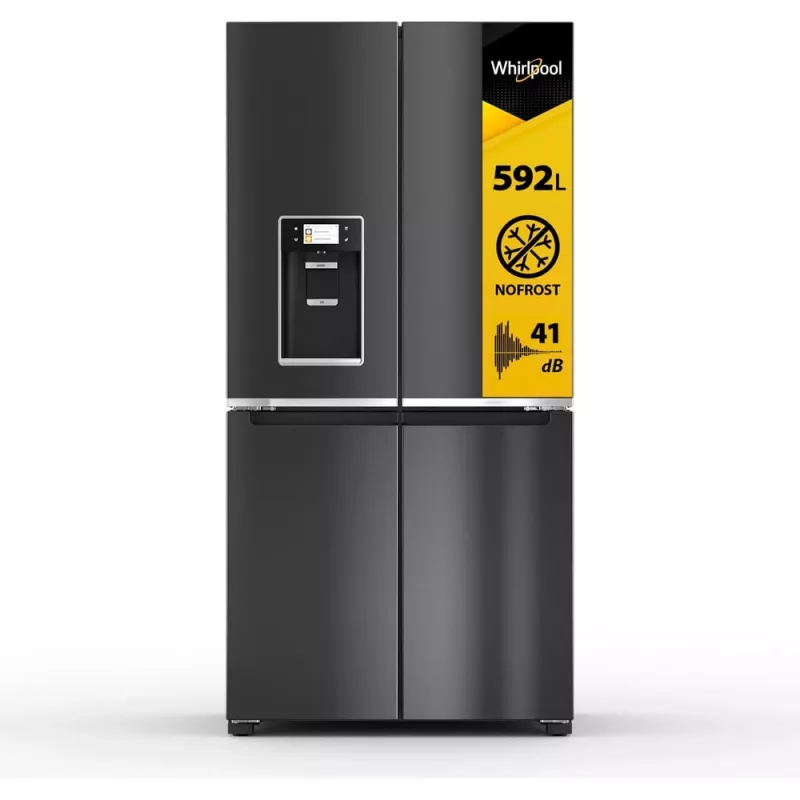 Whirlpool WQ9I FO2BX EF sānu-pie-sānu ledusskapis Brīvstāvošs 592 L Melns