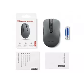 Bezvadu ambidextrous pele Lenovo WL310 Office — Bluetooth, optiskā, 1200 DPI, 6 pogas, ritenītis, pelēka, bateriju darbināma