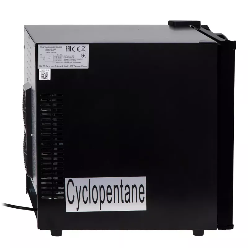 Adler AD 8089 termoelektriskais ledusskapis, 28 l, LED iekšējais apgaismojums, 35 dB, energoklase E, melns