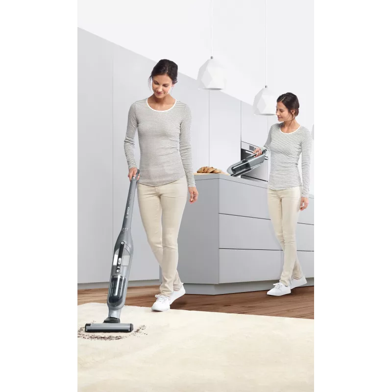Stikla putekļsūcējs Bosch BCH3P210 2-in-1, sausā tīrīšana, 0,4 L putekļu tvertne, bezvadu + tīkla, pelēks/melns, 3 kg