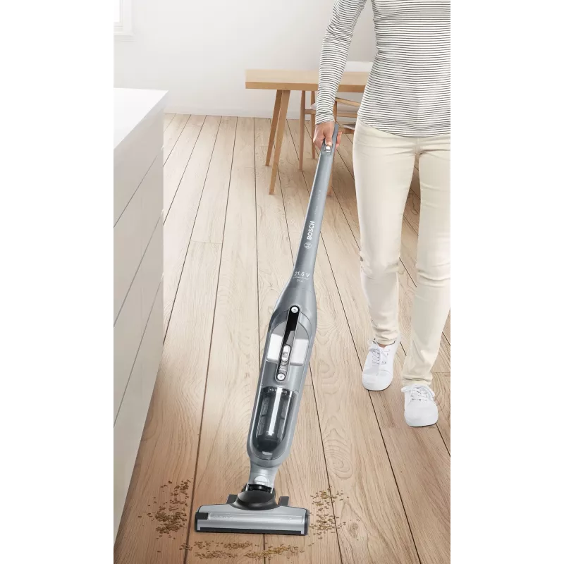 Stikla putekļsūcējs Bosch BCH3P210 2-in-1, sausā tīrīšana, 0,4 L putekļu tvertne, bezvadu + tīkla, pelēks/melns, 3 kg