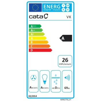 Sienas nosūcējs CATA VK 6000 WH, 60 cm, oglekļa filtrs, 398 m³/h, 60 dB, energoklase A